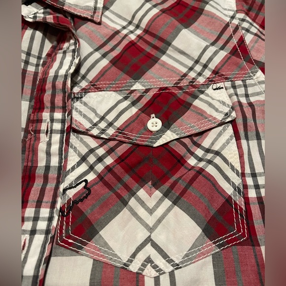 Fox racing casual button down short sleeve red plaid dress shirt Large motocross - Picture 3 of 6
